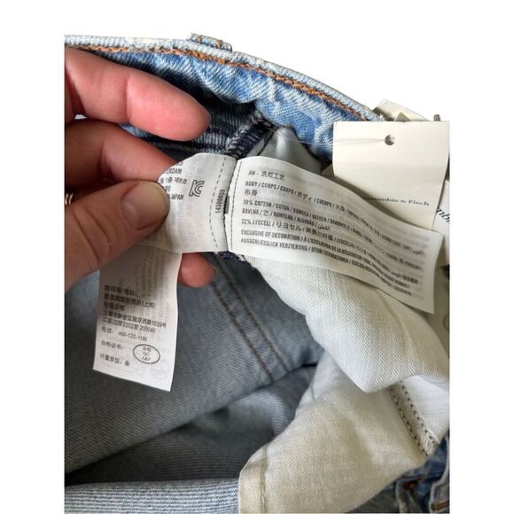NEW Abercrombie & Fitch High Rise Denim Skirt size 14 Petite Light Wash Blue - Picture 10 of 11